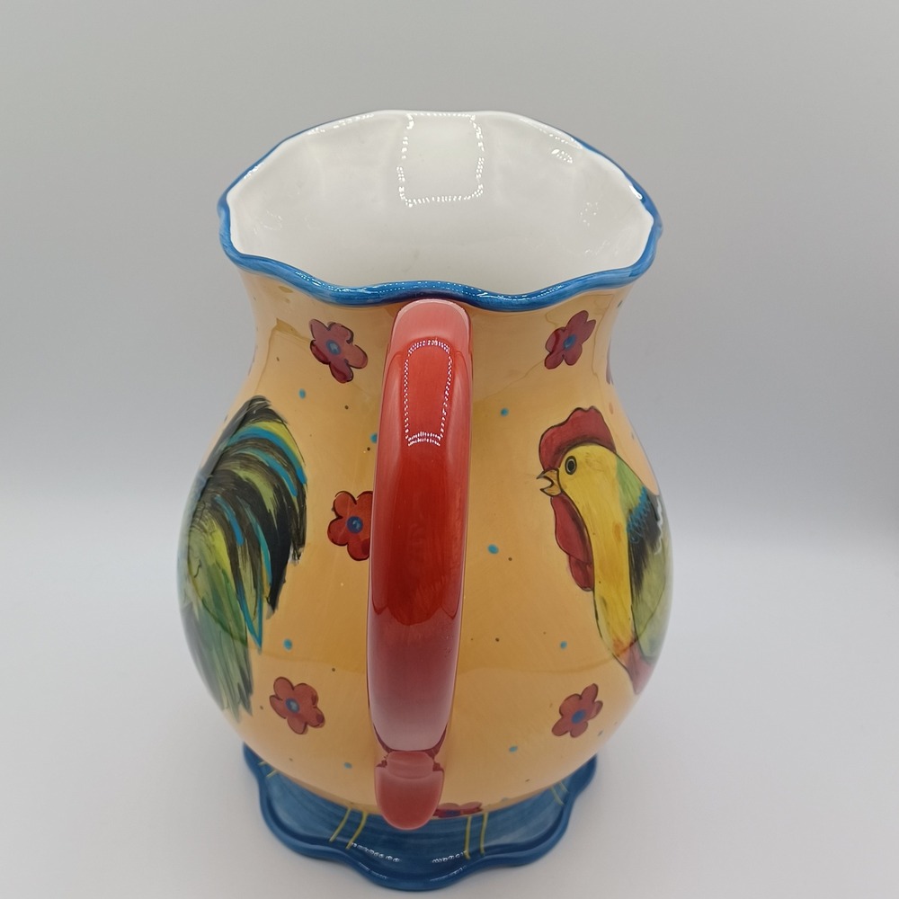 Certified International Pitcher Susan Winget Rooster Yellow Excellent Ceramic - Picture 5 of 14
